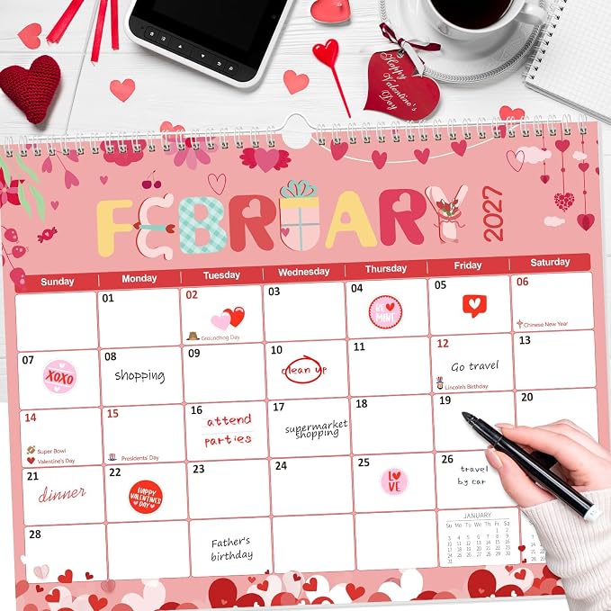 GuassLee Wall Calendar 2026-2027, 19 Months Running from Jun. 2026 to Dec. 2027, 14" X 11" Paper Hanging Planner Wall with Thick Paper for Office Home Planning & Organizing
