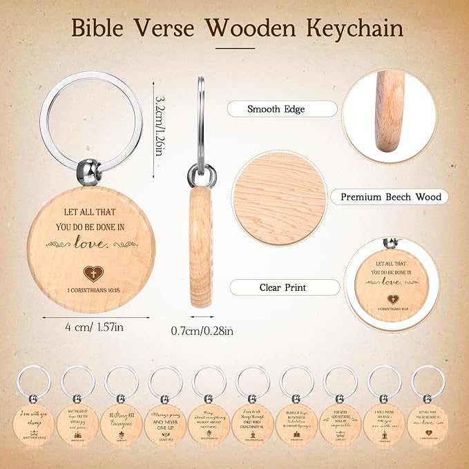 Lincia 30 Sets Christian Father's Day Birthday Gifts Bulk, Bible Verse Bookmarks Keychains with Bamboo Pens Religious Church Gifts Bulk for Men Ministry Bible Study Pastor Appreciation Church Events