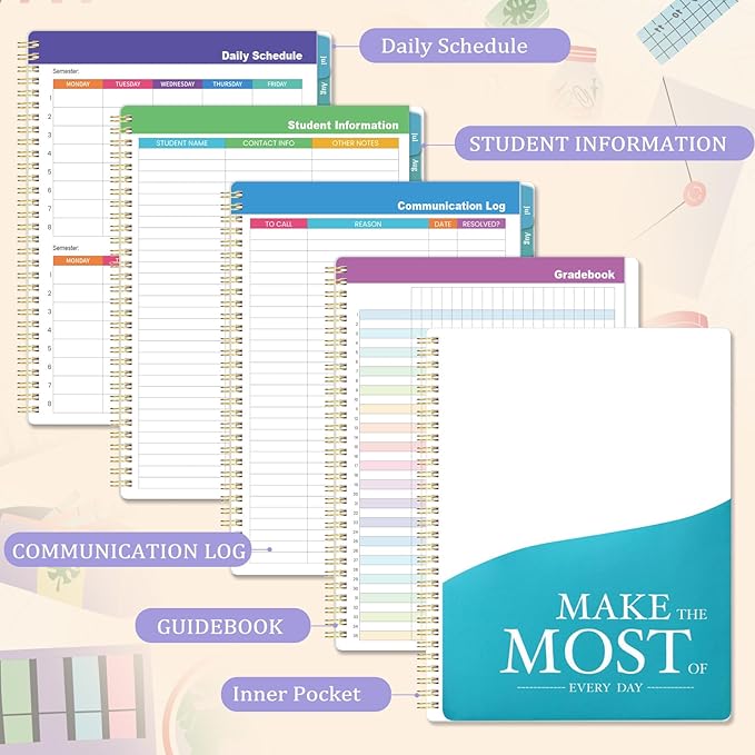 Teacher Planner 2026-2027 - 2026-2027 Teacher Lesson Planners from JULY 2026 - JUNE 2027, 9 ''x 11 '', Academic Planner for School Year, Inner Pocket, Colorful Tabs