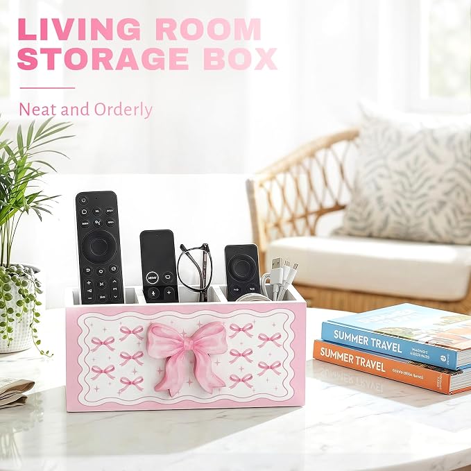 Pink Bow Pen Pencil Holder for Office Desk Pink Bow Office Decor Wooden Coquette Organizer Desktop Decor Gift for Girls Cute Makeup Brush Toothbrush Holder for Bathroom Desk Accessories