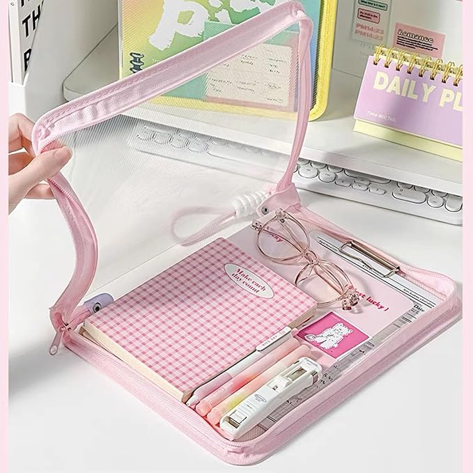 Waterproof Zipper Pouch A4 Size Book Sleeve Pouch Plastic Book Bag for Classroom Clear Reading Bag Expanding File Folder for Storing Documents, Books, Homework, School Supplies.Ect