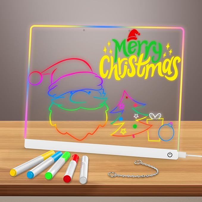 Gifts for Women Men Girls-Personalized DIY Night Light Message Board with Erasable Pen,Room/Home/Office Décor,Best Gift for Mother's Day/Father'sday/Birthday/Wedding/Anniversary (White-Clear)
