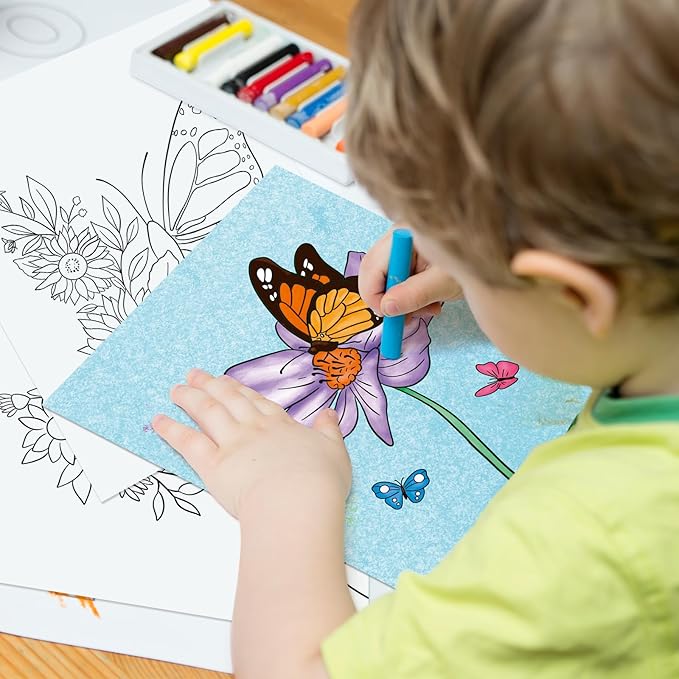 COCHIE 36PCS 8x10 Inches Spring Coloring Pages for Kids, Bulk Color Your Own Spring Butterfly Paper Crafts Party Favors, Small Coloring Sheets Easter Basket Filler Gifts