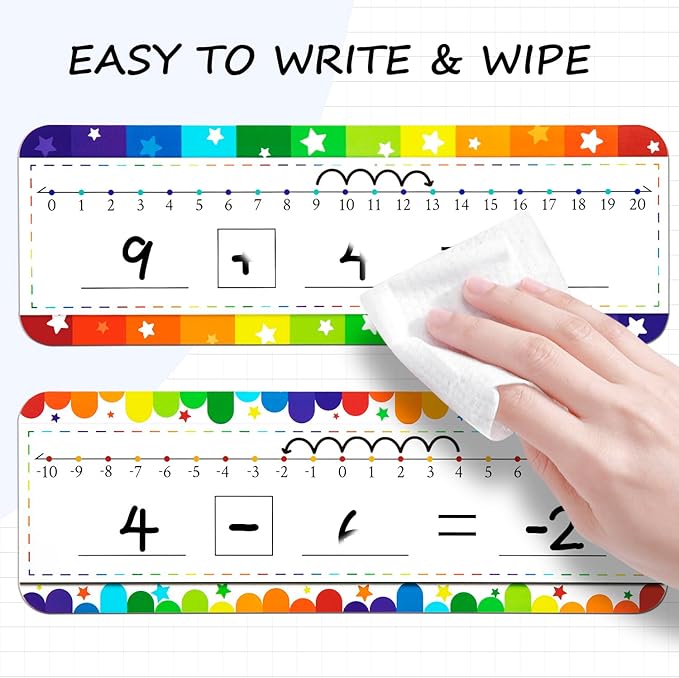 32 Pack Number Line Dry Erase White Board Double Sided Classroom Must Haves Math Manipulatives Teacher Supplies for Kindergarten Elementary Special Education Students Homeschool 12"x4"