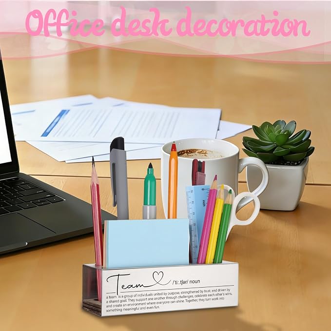 WINOESHE Stainless Steel Pencil Holder with Team & Heart Design, Humorous Definition Desk Organizer for Teacher Team, Appreciation Gift for Teacher Nurse HUE14
