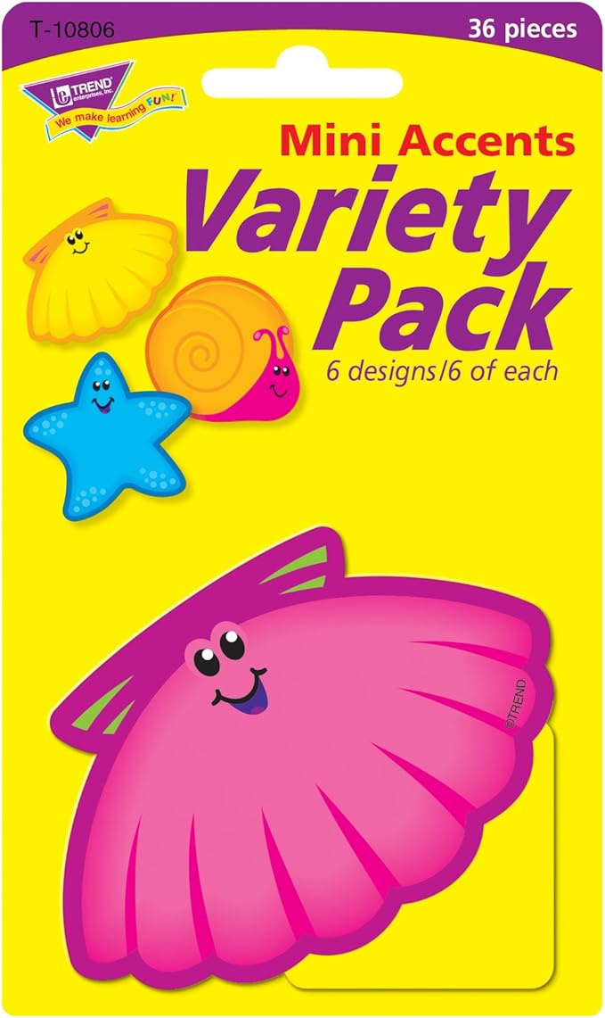 TREND enterprises, Inc. Seashore Friends Mini Accents Variety Pack, 36 ct