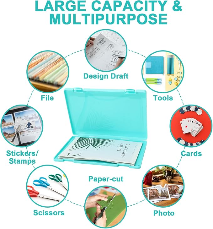 JarThenaAMCS 6 Pack Paper Storage Box 12.6 x 9.6 in Photo Scrapbook Storage Container A4 Pastel Art Supply Plastic Organizer Box for Card Paper Documents Craft Office School Supplies