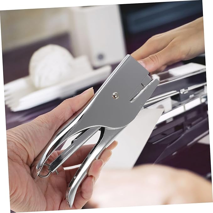 Stapless Stapler Hand Grip Heavy Duty Plier Stapler Metal for Desk Book Sewer No-jam Effortless to Use for Office School Warehouse