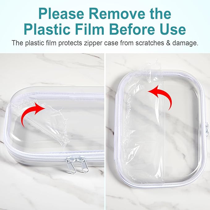 15 Pcs Clear Hard Shell Zipper Case Plastic Bins Transparent Double Zippers Hard Pouch Clear Plastic Storage Box Containers for Building Blocks Cosmetics, Puzzles(7.9 x 5.9 Inches)