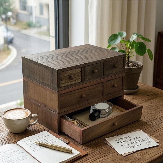 Wooden Desktop Holder with Spacious Compartments Storage Box Perfect for Documents and Craft Supplies Wooden Offices Planner
