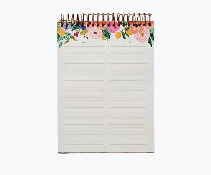 RIFLE PAPER CO. Garden Party Desktop Weekly Planner, 52 Undated Pages Printed Front and Back, Metallic Gold Foil and Spiral Bound, Printed in Full Color and Foil Stamped