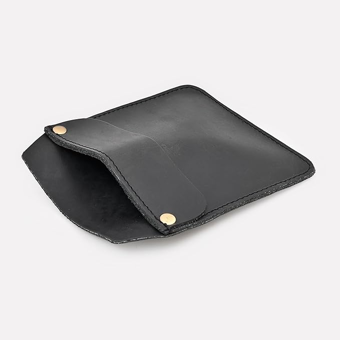 Large Pocket Protector Genuine Black Buffalo Leather Pen Holder Pouch Organizer for Shirts, Lab Coats, Pants - Multi-Purpose - Holds Pens, Pencils, tools and Notes for School, Office