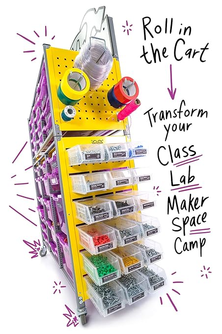 Maker Cart 2.0; Portable Maker Space with Curriculum & Activities for Classrooms & Schools (Elementary, Middle, High); Teacher Designed Science, Engineering, STEM, STEAM, DIY, NGSS Projects