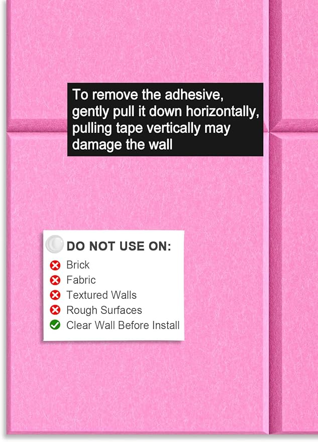 Hsurbtra Large Cork Board for Wall 36 x 24 Inch, 6 Pack Felt Bulletin Notice Board with Pushpins for Office Home School Farmhouse Wall Decor, Pink