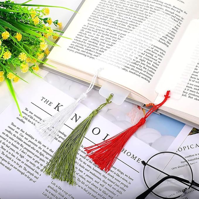 30 Pcs Acrylic Sublimation Bookmark Blank Heat, Transfer Aluminum Metal Bookmarks, Heat Transfer Craft Tag with Colorful Tassels for DIY Reading Projects Crafts, 4.72''x1.26''