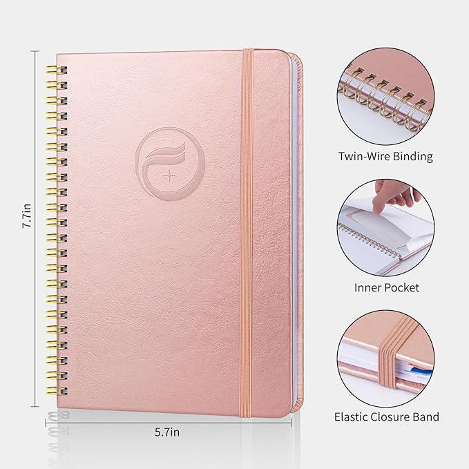 Address Book with Alphabetical Tabs-Address and Password Book for Seniors - Hardcover Spiral Bound Phone Book- Record Contacts, Website Login Passwords, Special Days -5.7" x 7.7", Rose Gold