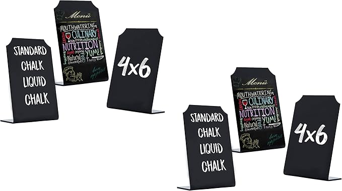 Chalkboard Sign with Stand | Mini Tabletop Food Display -Small Chalk Blackboards with Stand for Cafe & Restaurant Parties Place Cards Buffet Menus and Events Weddings - 4 x 6 Boards (6)