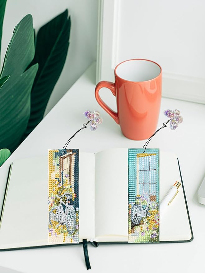 4PCS Diamond Art Bookmarks DIY Bicycles Diamond Painting Bookmarks for Adults Book Lovers Beginners DIY Crafts, Christmas New Year Graduation Birthday Gift