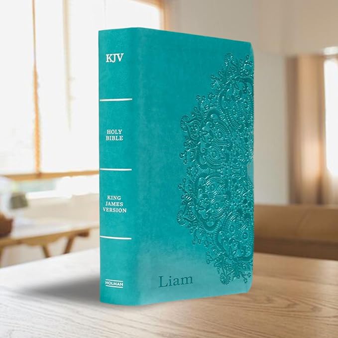 Personalized KJV Reference Holy Bible Teal Faux Leather Large Print Size | Custom with 1 Row of Text | Gift for Christian & Religious Celebrations