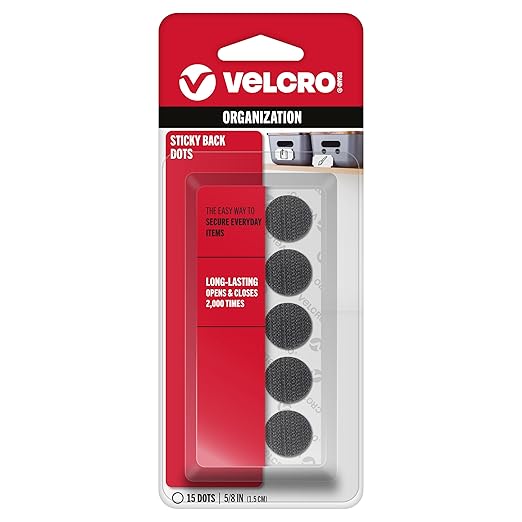 VELCRO Brand Sticky Back Hook and Loop Fasteners, Perfect for Home or Office, 5/8", Pack of 15, Black, Coins