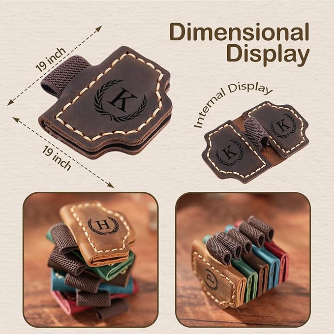 Artlaza Personalized Magnetic Leather Bookmark with Pen Holder - 26 Letters Custom Book Mark with Name Initial Engraved Book Marker for Readers, Book Lovers, Travelers - Gift for Women & Men(Red，E