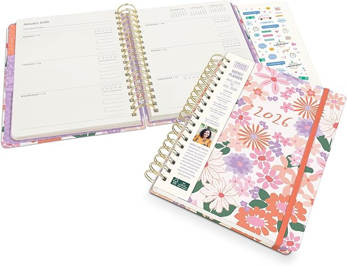 Orange Circle Studio 2026 Planner, Secret Garden, Tri-Tab, Triple-Section, August 2025 to December 2026, 9.76" x 8", Weekly Monthly Calendar, 96 Full Color Stickers & Note Pages