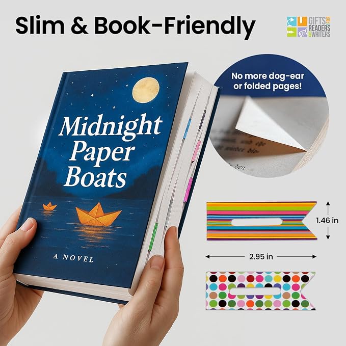 Gifts for Readers & Writers Linemarker Magnetic Bookmarks for Women & Men Colors, Set of 2 Magnet Bookmark Clips, Magnetic Page Holder & Book Marker for Reading with Cute Bookmarks Design for Kids