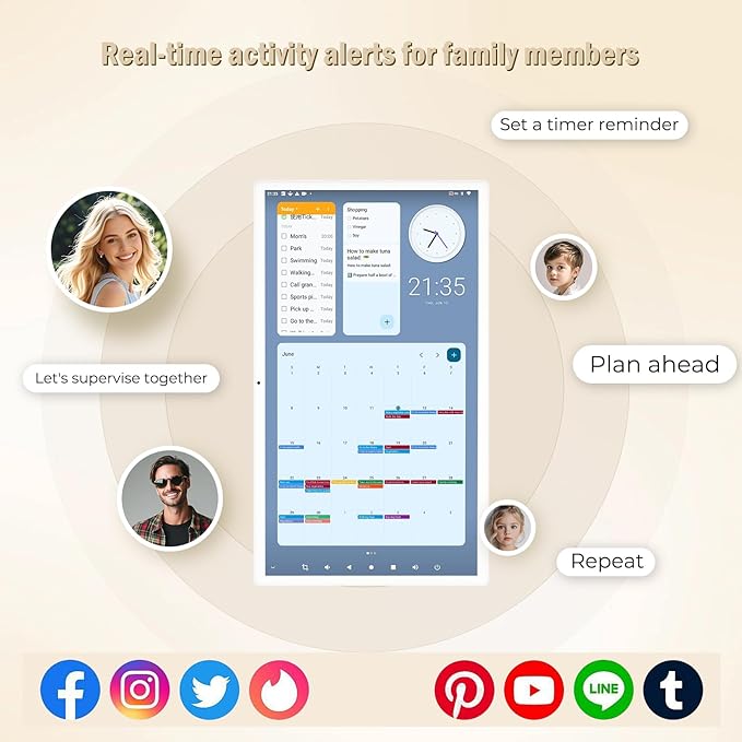 32 inch Digital Calendar,electronic digital wall touch screen smart calendar with Google Play Multi-calendar Sync for planner&personal organizers Wall/Desk Stand