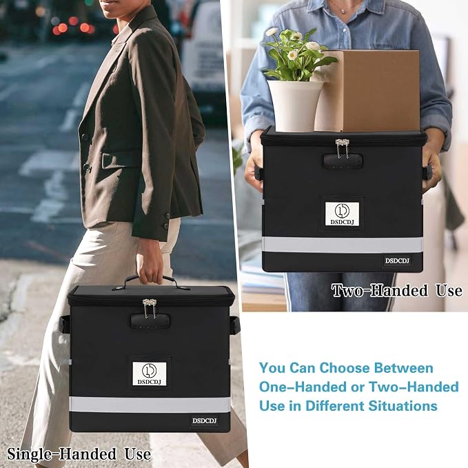 Fireproof Document Box - Fireproof File Organizer with Lock, Portable File Box with Handle, Portable Home Office File Cabinet for Hanging Letter/Legal Folder (12.3 x7.7 x10.5in) | Fireproof