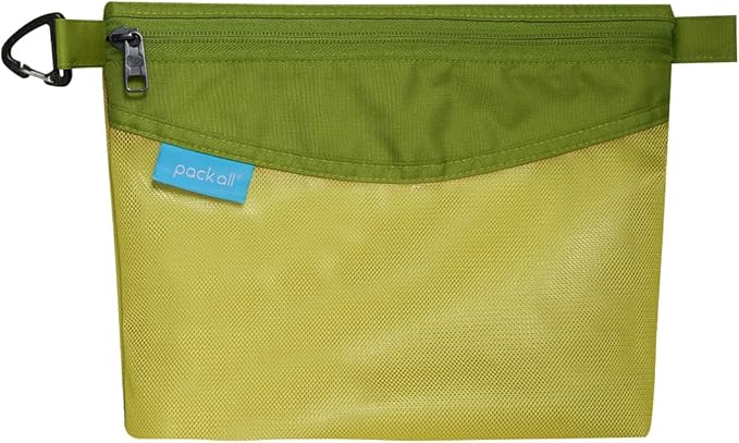 pack all Water-resistant Material Zipper Pouch, Mesh Zipper Bag for Storage, Travel, Office (Medium, Green)