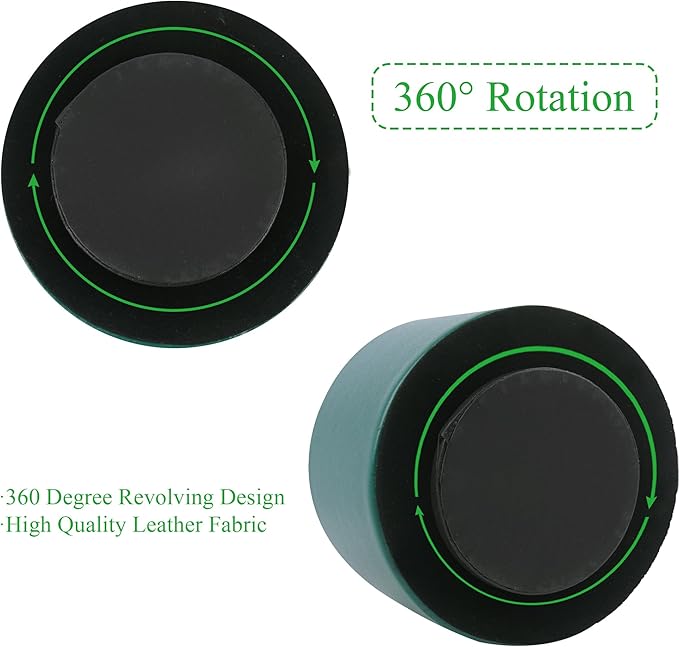 Hennaja Round Leather Art Supply Organizer,Remote Control Holder,360 Degree Spinning,Multi-Functional Pencil Holder,4 Compartments Desktop Stationary Organizer(1-Sheep Green)