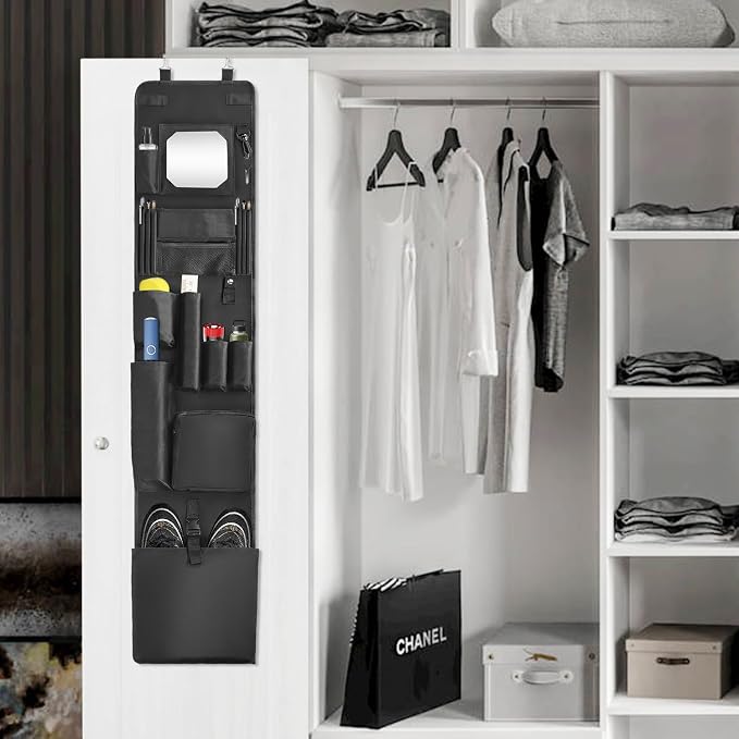 Police Locker Organizer, 51 X 11 in Hanging Locker Organizer, Locker Organizer Door Hanging for School Gym Police Security Law Enforcement Personnel, 600D Durable Material with Mirror