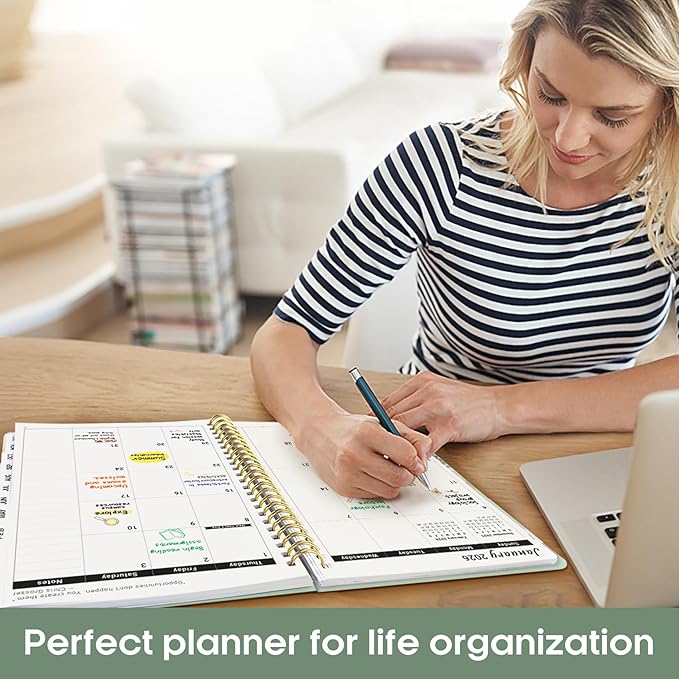 2026 Planner, Weekly and Monthly Calender Planner, Jan 2026 to Dec 2026, Hardcover 2026 Calendar Book with Tabs & Inner Pocket, Office Home School Supplies for Women & Men - A4 (8.5" x 11"), Mint