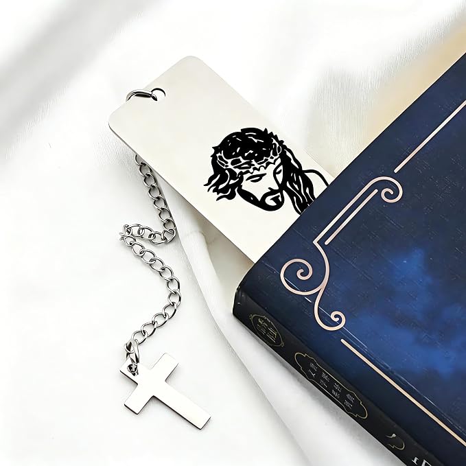 Metal Bookmark Funny Gifts Bookmarks for Women Men Reading Gifts Book Lovers Gift Box Birthday Christmas Easter Gift for Adults Teen Boys Girl (Bookmark Cross Pendant with Keychain)
