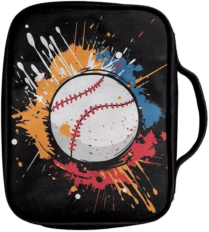 Coldinair Baseball Bible Cover for Kids Boy,Color Splatter Bible Case Bible Carrier Carrying Organizer Purse Handbag with Zipper Pockets Church Bag