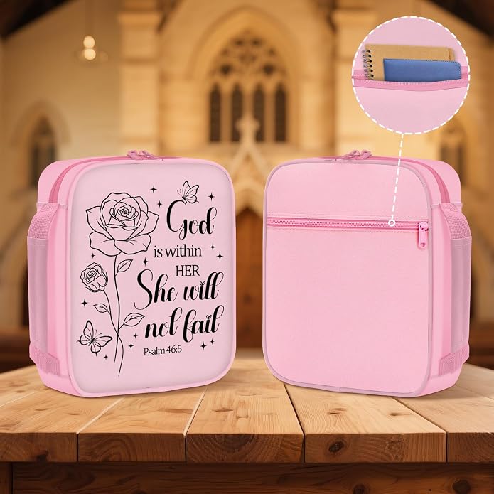 Bible Cover for Women, Bible Holder, Bible Cover With Handles, Bible Carrying Case, Bible Bags With Zipper and Pockets
