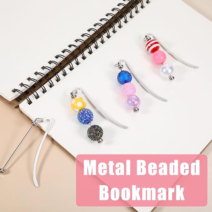 24Pcs Beadable Bookmarks, DIY Metal Bookmark Making Kit, Bar Blank Bookmarks to Decorate, Beadable Items, Modern Craft Jewelry Pendant Charm Gifts for Book Lovers Teacher Student Office Supplies