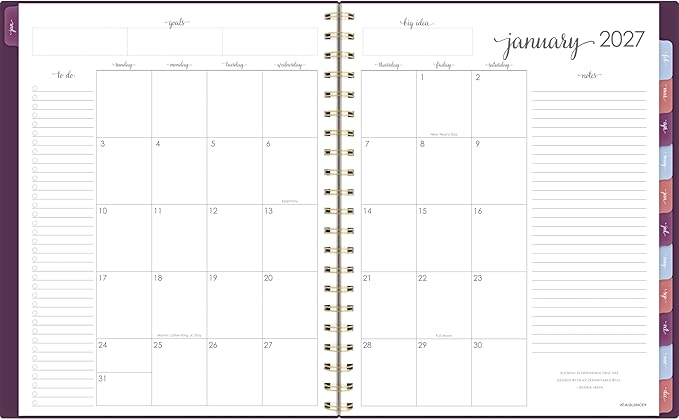 AT-A-GLANCE 2027 Planner, Weekly & Monthly, 13-Month Jan-Jan, 8.5" x 11", Harmony, Mulberry (1099-905-18-27)