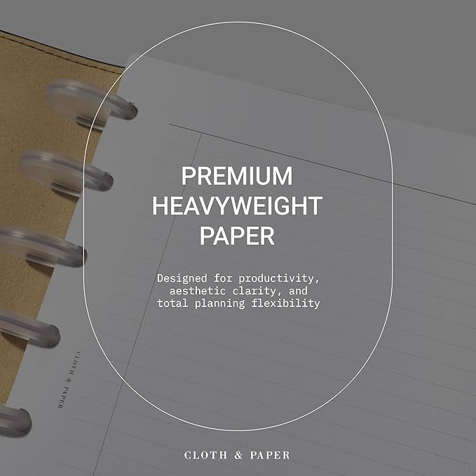 Cloth & Paper Task Planner Inserts – HP Classic Size 7 x 9.25 Inches | 9-Ring To-Do List 15 double sided Daily Planner Organizer | Minimalist Design | Premium Paper for Notes & Reminders