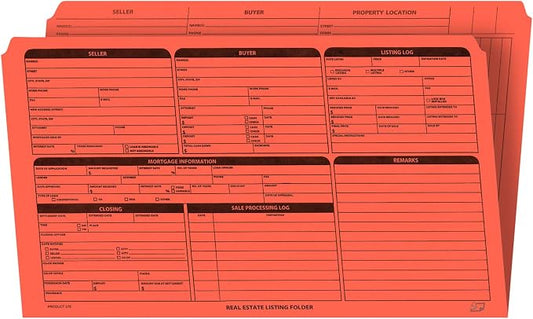 NextDayLabels - Real Estate Listing Folder â€“ Right Panel List, Pre-Printed on Durable Card Stock with Closing Checklist and Color-Coded Dots for Organizing (Orange, Legal Size | Pack of 25)
