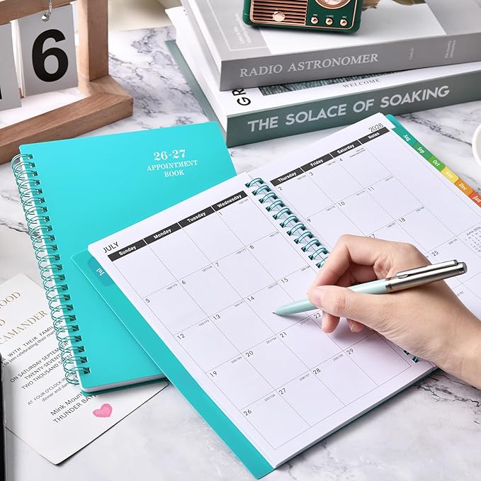2026-2027 Appointment Book/Planner - Weekly Appointment Book/Planner 2026-2027, July 2026 - June 2027, 6.4" x 8.5", Tabs, 30-Minute Interval, Lay - Flat - Teal Green