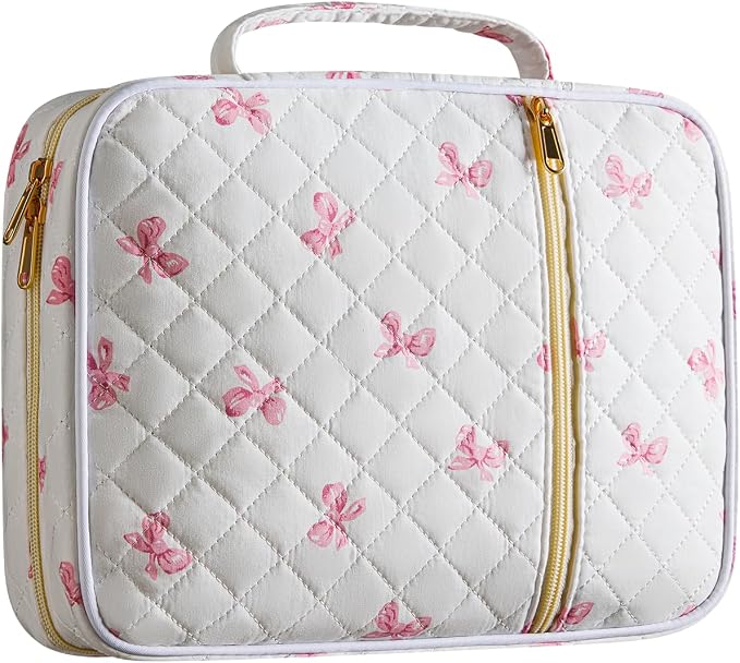 Bible Cover Case for Women,Bible Tote Bag Large Quilted Bible Cover with Durable Handle Carrying Case for Girls Bible Study Supplies Accessories,Christmas Christian Gifts for Women (Pink Butterfly)