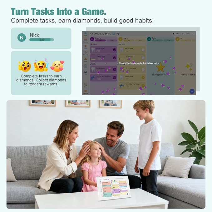 Digital Calendar with Touch Screen, Wall Mountable, Multi-Platform Calendar Sync to 10.1 Inch Smart Electronic Chore Planner, Gifts for Mom.