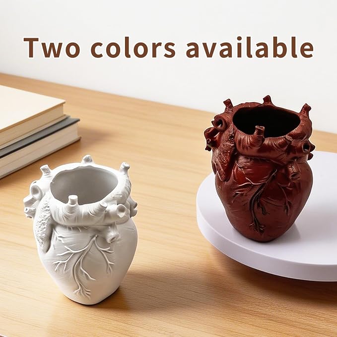 Anatomical Heart Pencil Holder, Resin Organ-Shaped Pen Cup Desk Organizer Decor, Makeup Brush Holder, Compact Desk Accessories Gift, Pen Holder for School, Office(RED)