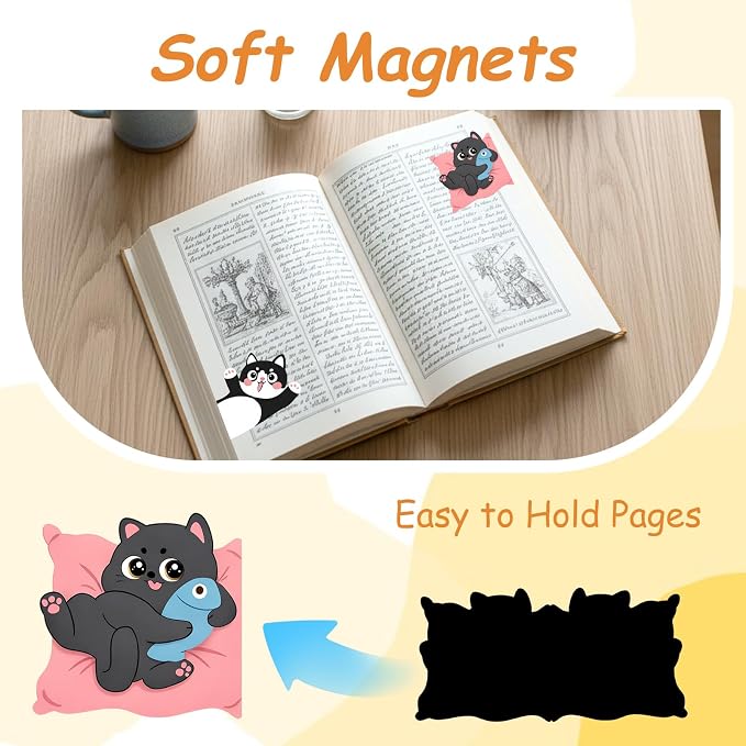 TenKa 10 Pcs Magnetic Bookmarks Cute Cat Bookmarks, Bookish Gifts for Book Lovers Women Readers, Kawaii Magnet Book Markers Reading Accessories Cat Themed Gifts for Teachers