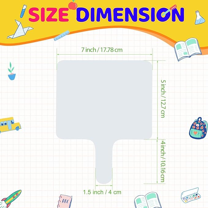 50 Pcs Dry Erase Answer Paddle 7 x 9 Inch Handheld Wooden White Board Double Sided Dry Erase Small Whiteboards for Students Classroom Games Party Auction Paddles for Bidding Meeting Voting (50)
