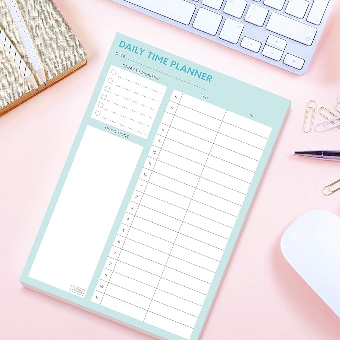 Sweetzer & Orange Time Block Planner. Undated Organizer To Do List Notepad. 7x10” Day Scheduler Productivity Task Pad. Checklist Diary, Work Journal, Appointment Pad, Daily To Do List Daybook