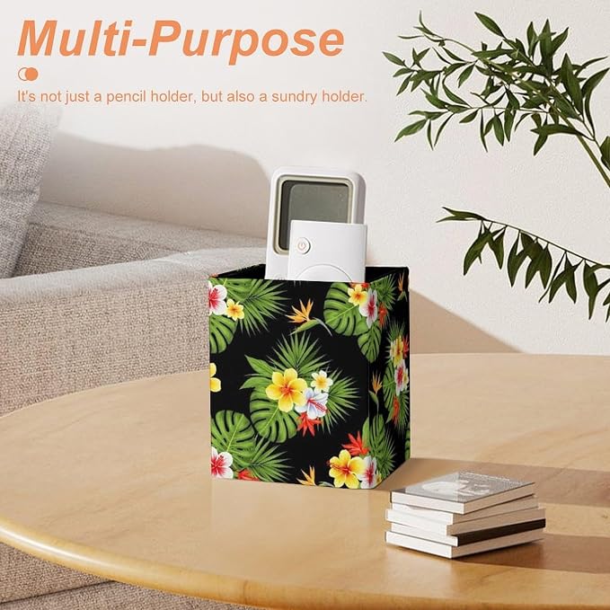 Fashion Pencil Pen Holder Cup, Waterproof Office Supplies, Waterproof Multifunctional Office Supplies Tropical Hawaiian Flowers