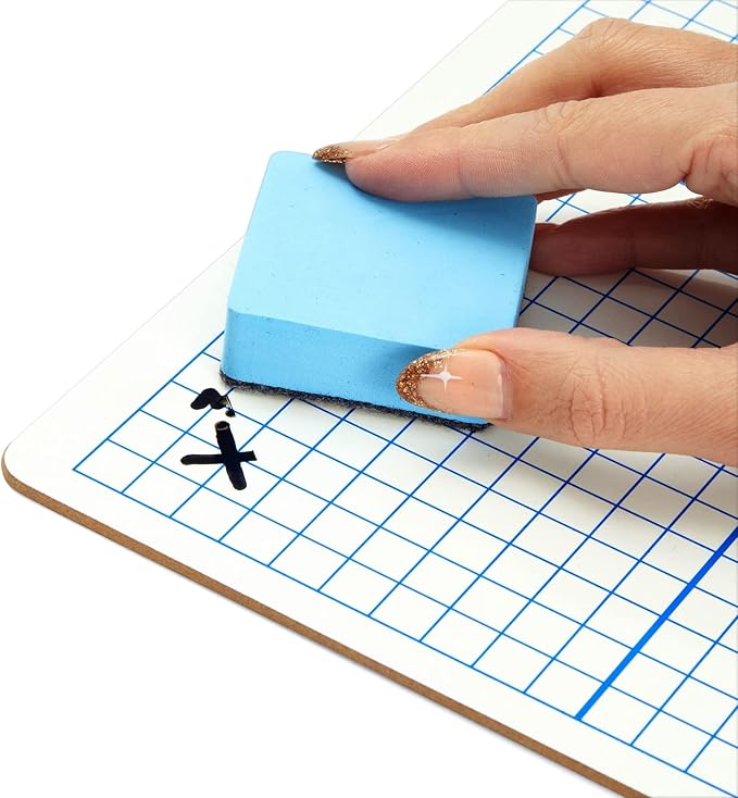 Bright Creations Dry Erase Boards with Grid & Blank Side - 24-Piece Double-Sided 9" x 12" - WhiteBoards with Erasers for Teacher and School Supplies