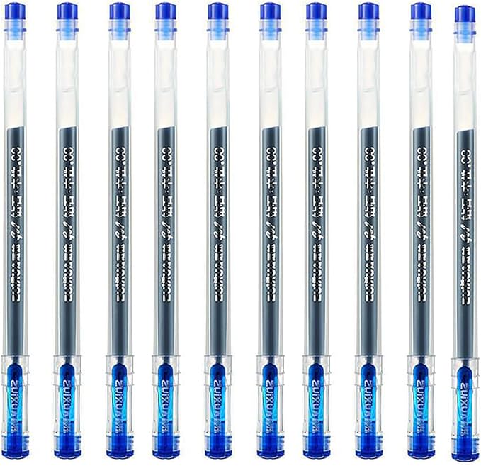 Gel Pens, 0.38mm Ink Pens Smooth Writing Pens, Quick Dry Ink Pens, Set of 10 (Blue)
